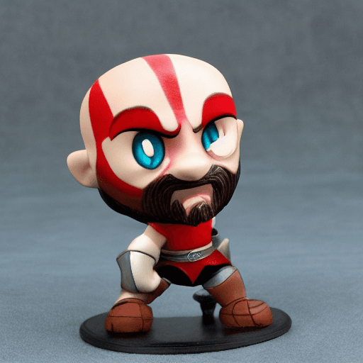 AI generated: Chibi Kratos figurine, modern Disney style