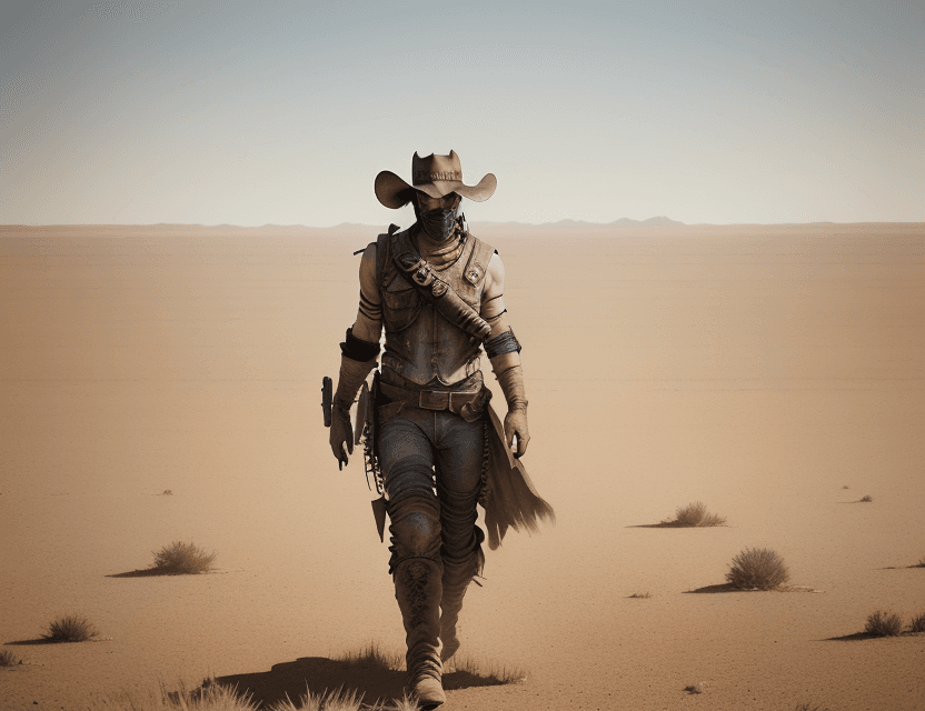 AI generated: A new world ,mad max beautyful vocation, high noon, open western plains, no buildings.soft and faded...