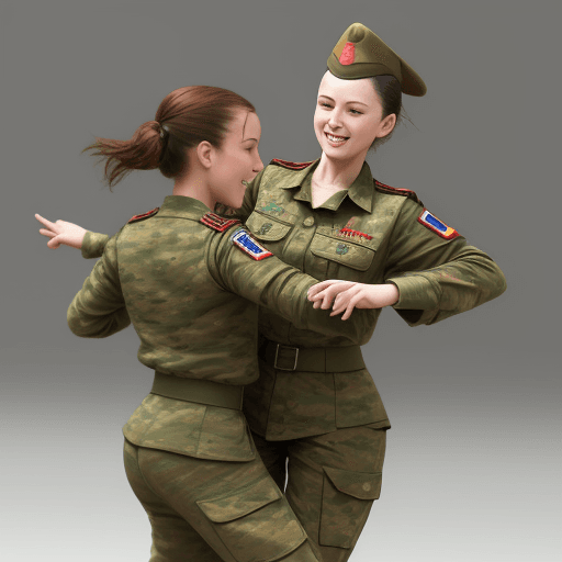 AI generated: female soldiers dance