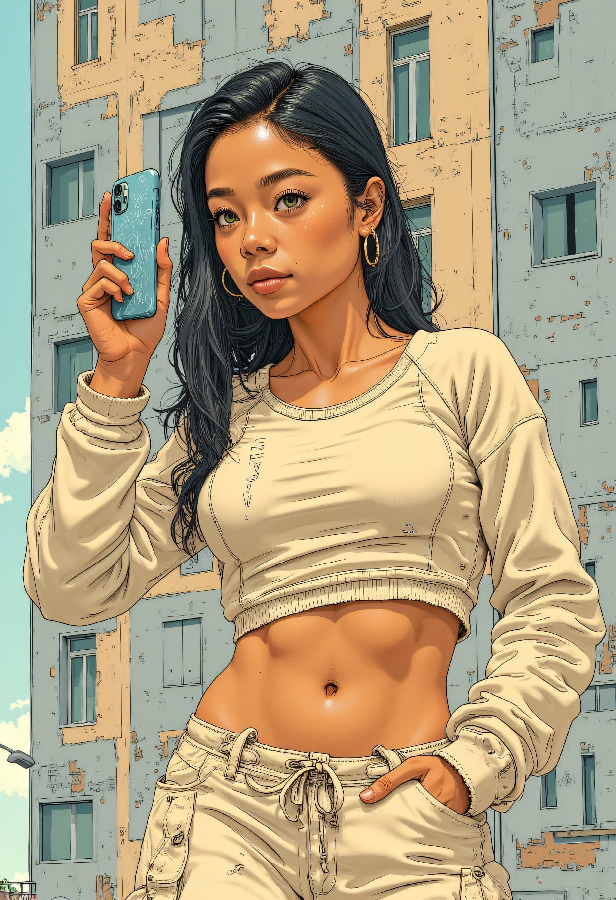 AI generated: Image Drawing deconstucivist Fashion of a 24 year old Aleut-Tigrayan female powerful politician with...