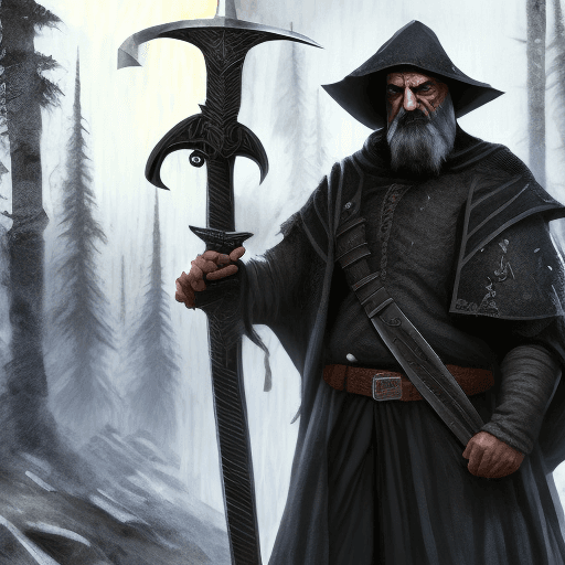 AI generated: full body portrait of sanjay Dutt as a old ranger bearded man with a cold stare wearing a ((black cl...
