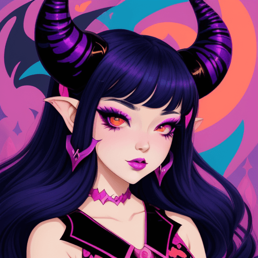 AI generated: a girl with horns on her head, inspired by rossdraws, tumblr, lisa frank & sho murase, dark vibrant ...