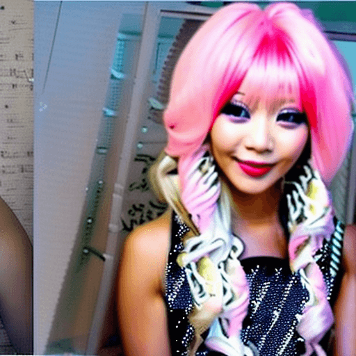 AI generated: Dos chicas gyaru estilo anime , chica gyaru Yamamba morena de pelo blanco y maquillaje exagerado y C...