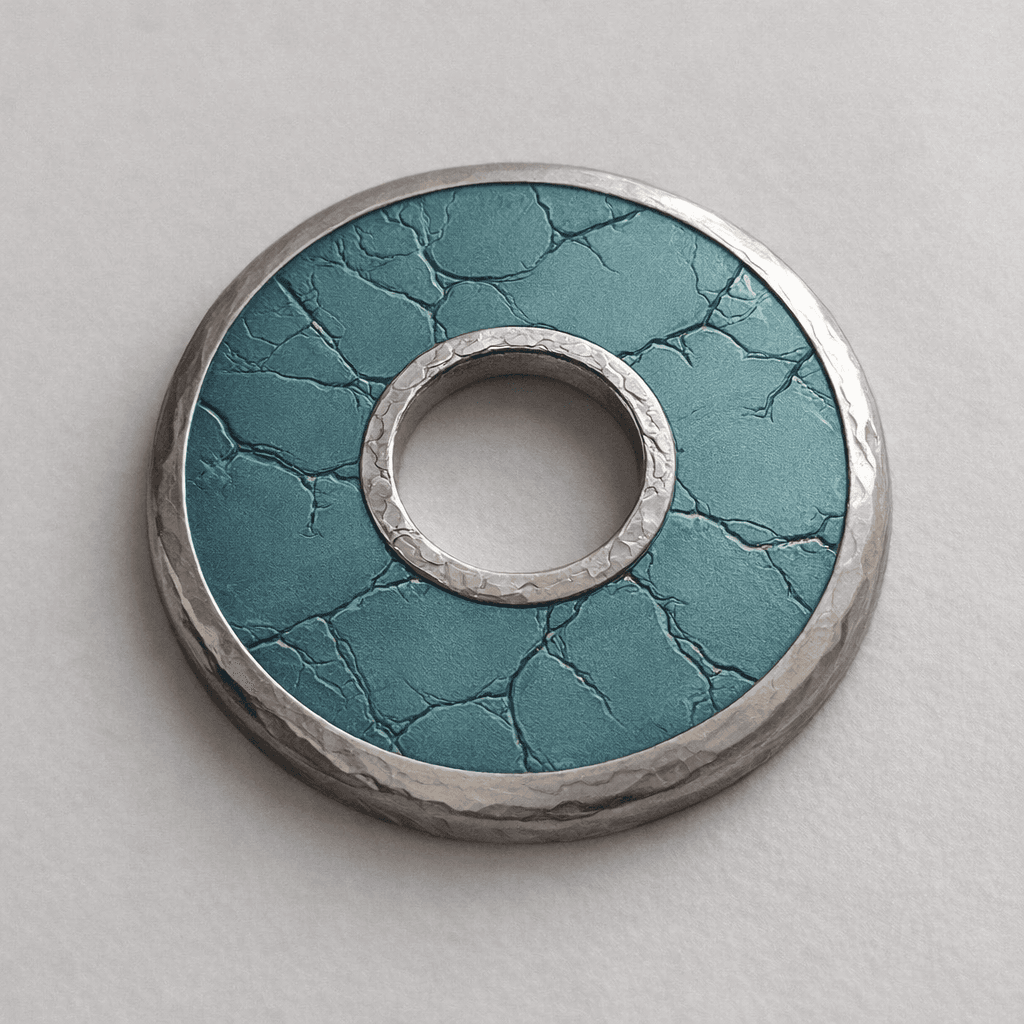 AI generated: a Teal coin with a silver edge and a hole in the middle of it with the inner edge also having a silv...