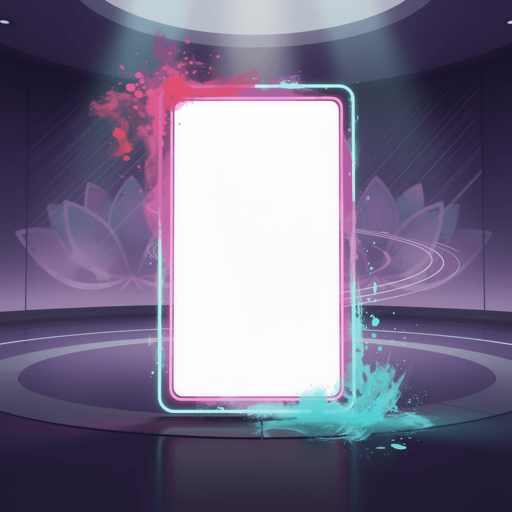 AI generated: creative studio space in futuristic setting, dark purple ambient with bright 
creative energy, centr...