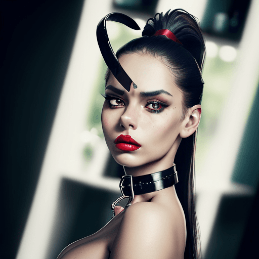 AI generated: latina girl as slave girl close up nude portrait photo of submissive ,wearing bdsm collar collar wit...