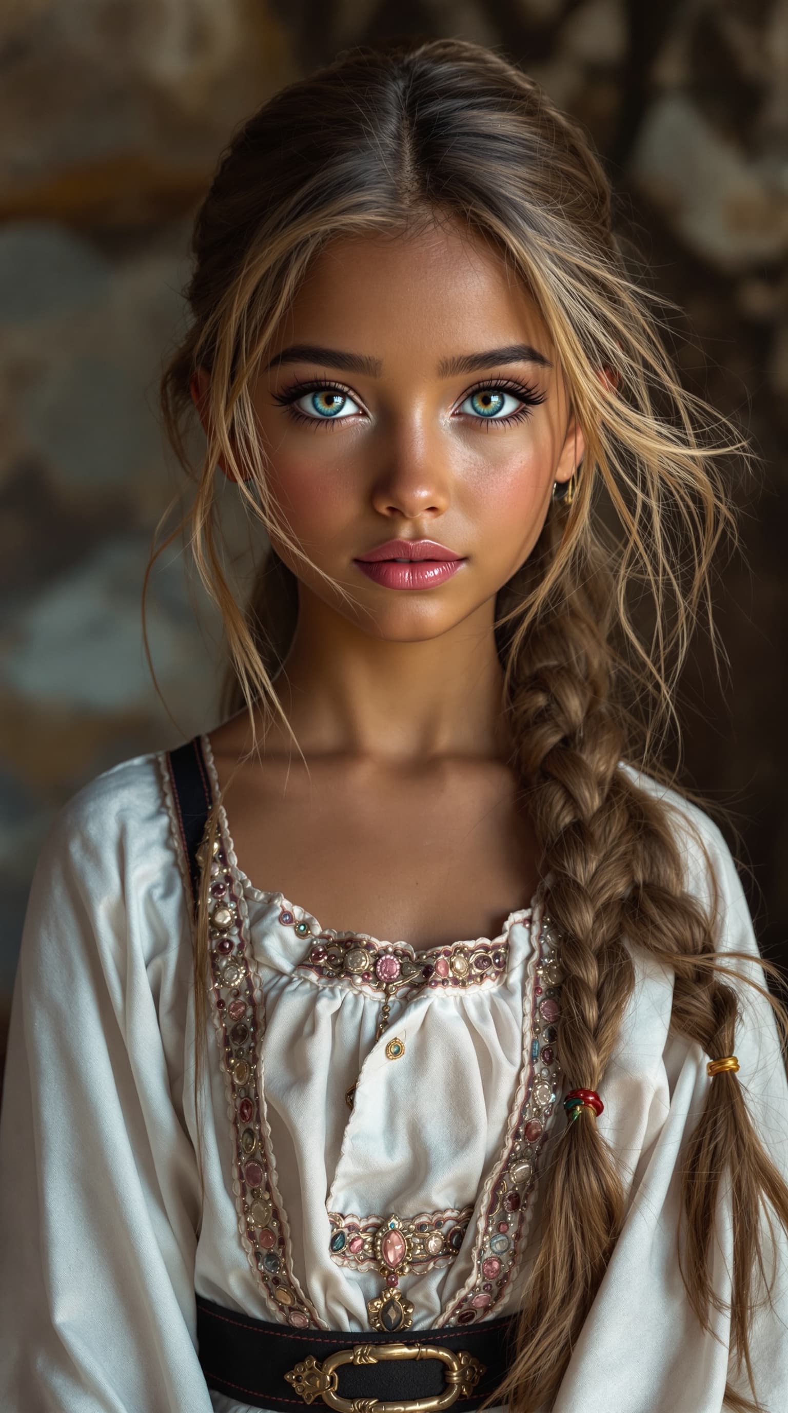 AI generated: A professional portrait of an extraordinarily beautiful seven-year-old girl from 30th century Istanb...