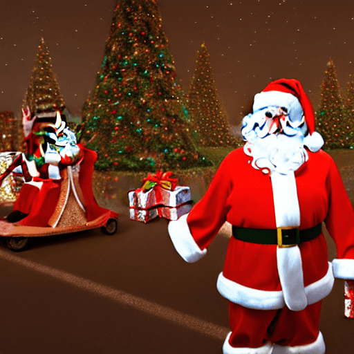 AI generated: portrait of a Christmas Festival with Santa, slight smile, digital painting, concept art, sharp focu...