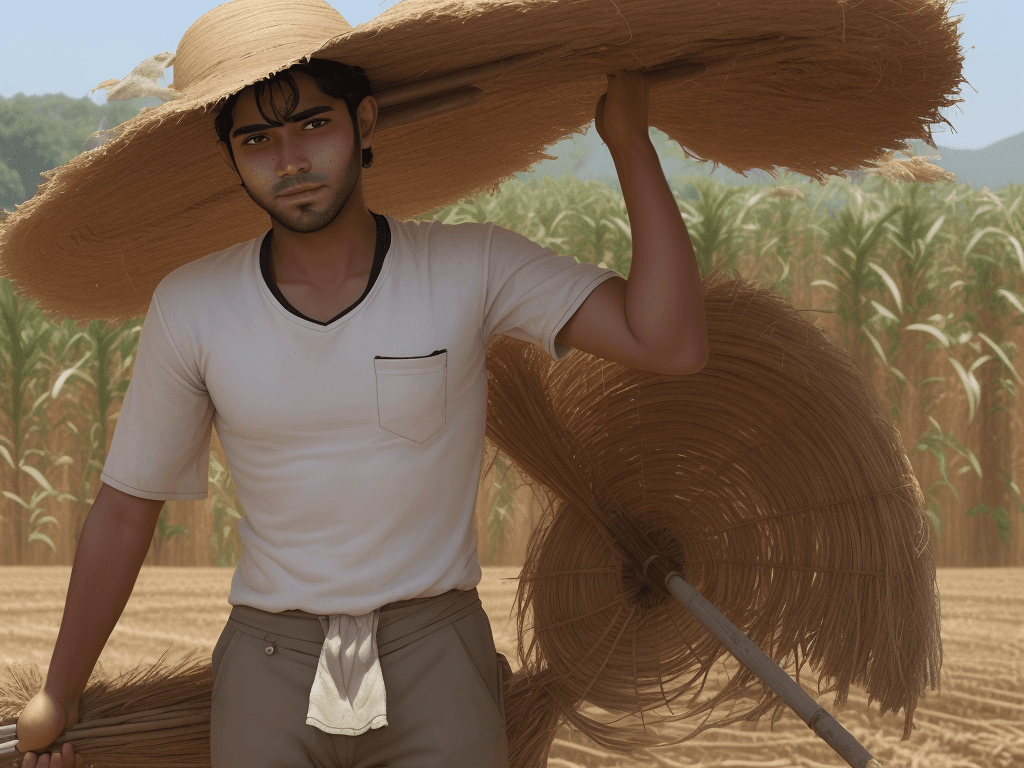 AI generated: Younger Ram working in the fields, sweating under the hot sun. ram is a man