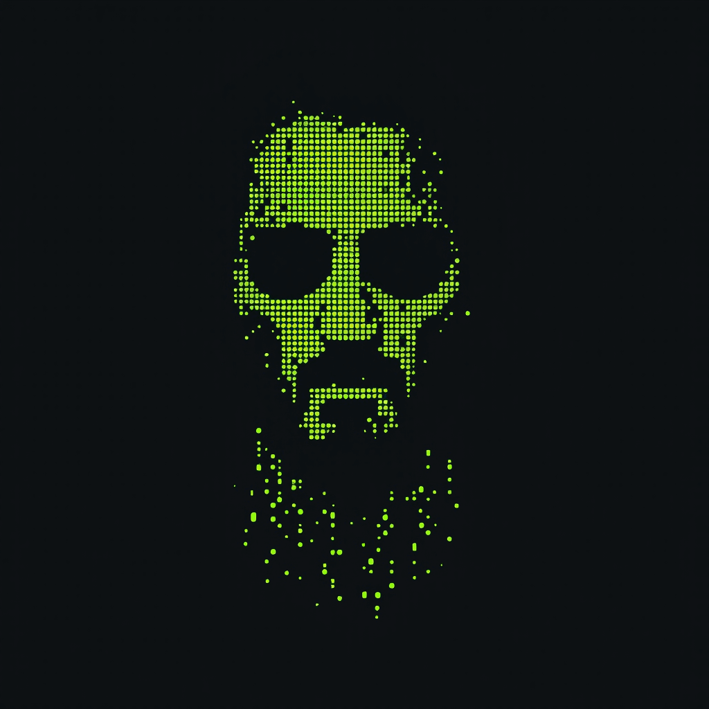 AI generated: a simple green dotted dots forming the shape of Keanu Reeves , flat design, vector illustration, on ...