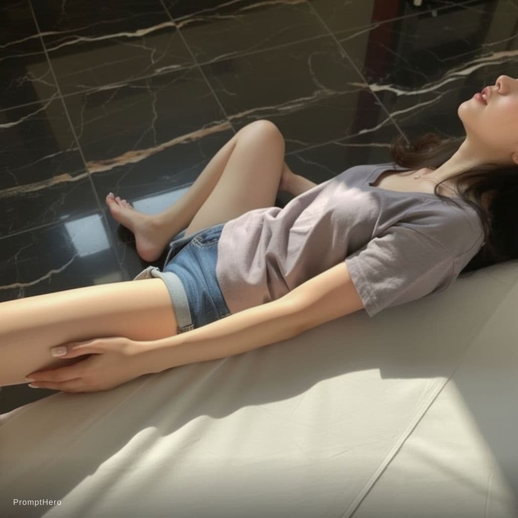 AI generated: A beautiful girl full body with sexy feet and long toenails