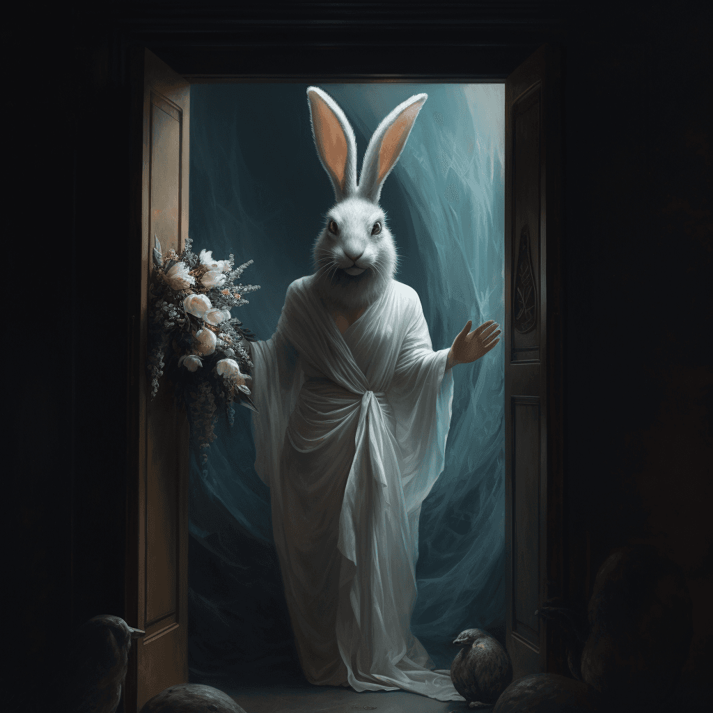AI generated: Easter woman came today
And took away my wife
Took her through an open doorway
To the afterlife