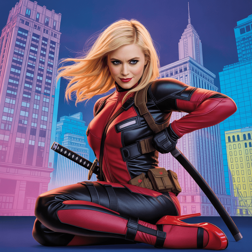 AI generated: CLARA GALLE BE A LADY DEADPOOL from marvel
BLONDE HAIR