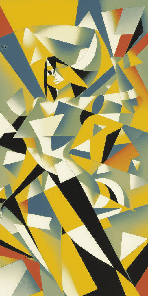 AI generated: (16k4d art rfktrstyle Half a pound of tuppenny rice), Cubist Angles, (Dynamic Pose)