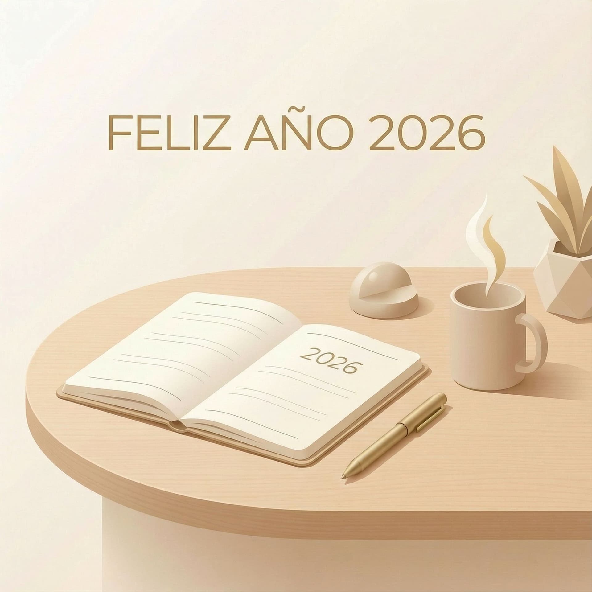 AI generated: A minimalist 3D flat vector illustration for a professional New Year greeting card. The style is cle...