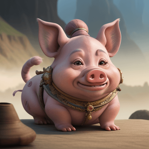 AI generated: Photo of a pigsy of Journey to the West, 4k, hyper realistic, focused, extreme details
