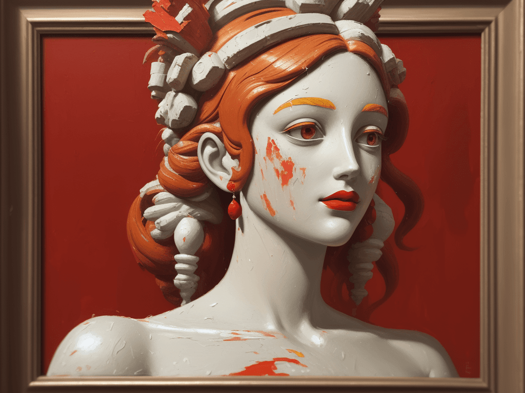 AI generated: the Hera, impasto technique, oil painting, contemporary era, primarily monochromatic with accents of...