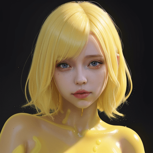 AI generated:  yellow hair goopy slimes, <lora:slimes_realistic-1:1>, portrait of female, intricate, 8k, highly de...
