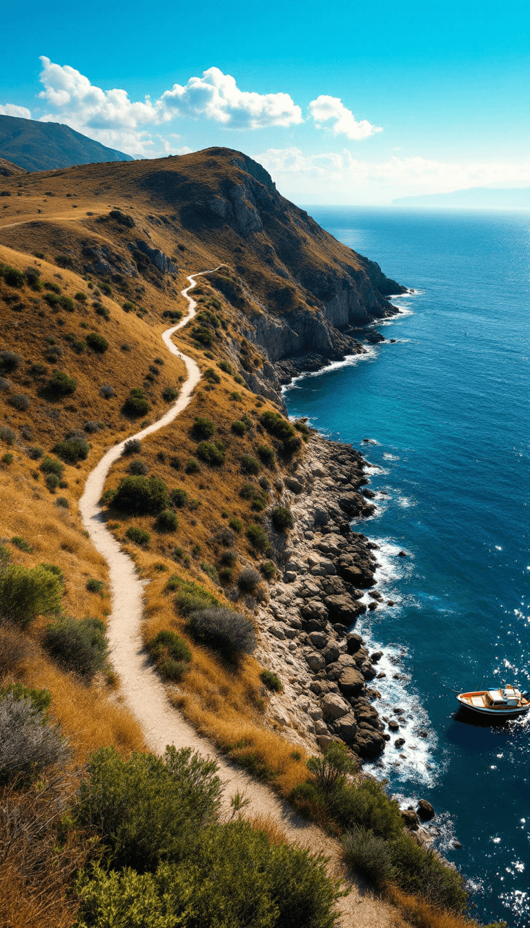 AI generated: A picturesque aerial view of a Crimean landscape: gently sloping hills covered with shrubs and wild ...
