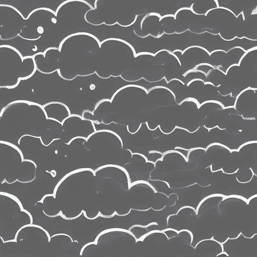 AI generated: flat semi-real full sky of stormy greyscale clouds with simple texture and shapes