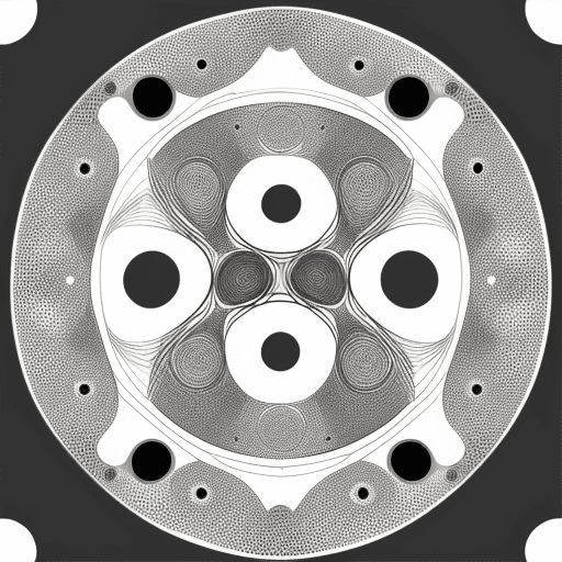 AI generated: a line drawing of a circle with multiple holes in the centre in the shape of or style of generative ...