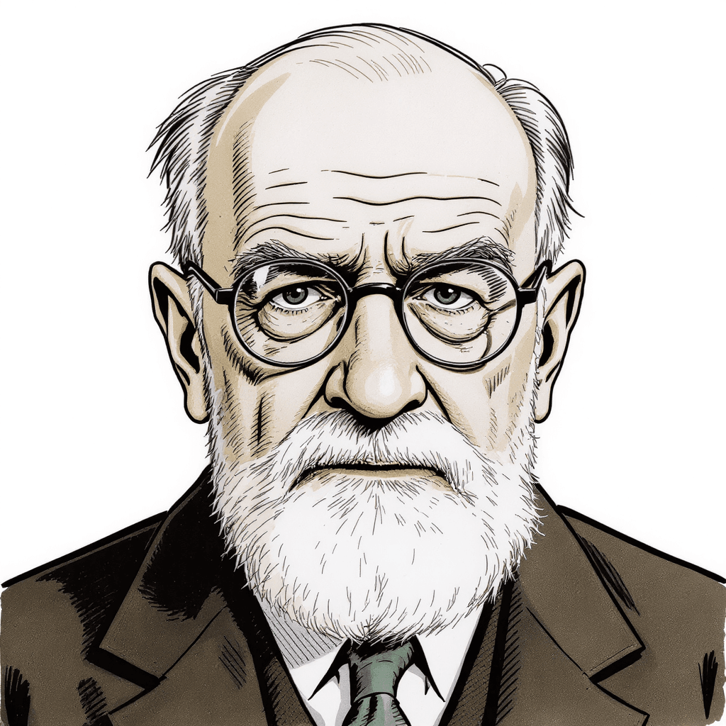 AI generated: Ich will, dass du mir einen gut aussehenden Sigmund Freud malst. Gern mit Brille, Sacko, das leicht ...