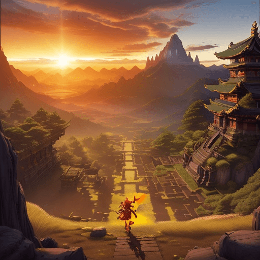 AI generated: An epic promotional movie poster featuring Sun Wukong from 'Black Myth: Wukong' and Link from 'The L...