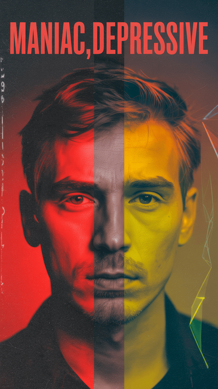 AI generated: B&W photography,vintage design,macroview of a man face separated to gradient color parts,one side is...