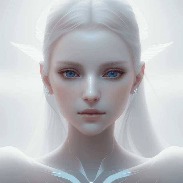 AI generated: ethereal and clean portrait of a woman character Unreal Engine 5, pristine glass-like face skin qual...
