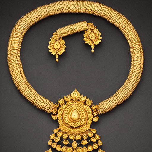 AI generated: A gold vaddanam or a waist belt with lotus as its pendant in the center with rubies