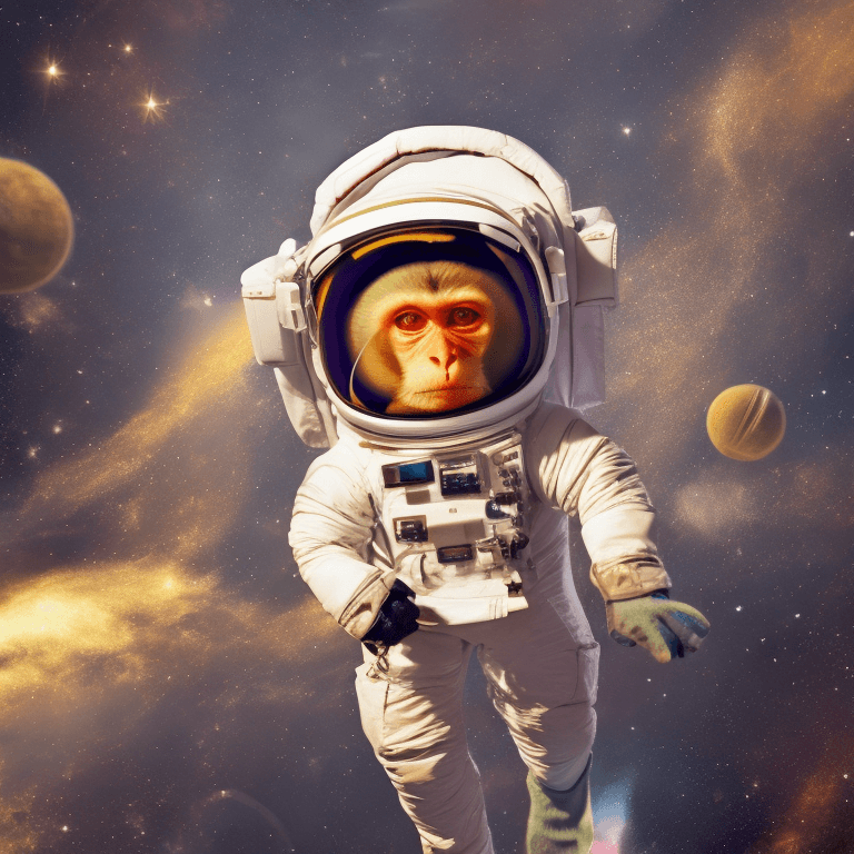 AI generated: Ralistic, ((Masterpiece, best quality)), really cute monkey in astronaut suite space, Ultra-High-Def...