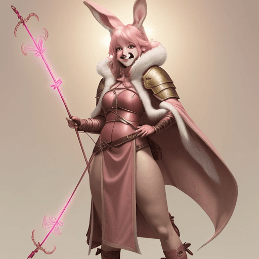 AI generated:  female d&d harengon, female dnd rabbitfolk, female d&d anthro rabbit :: full body red fur with ligh...