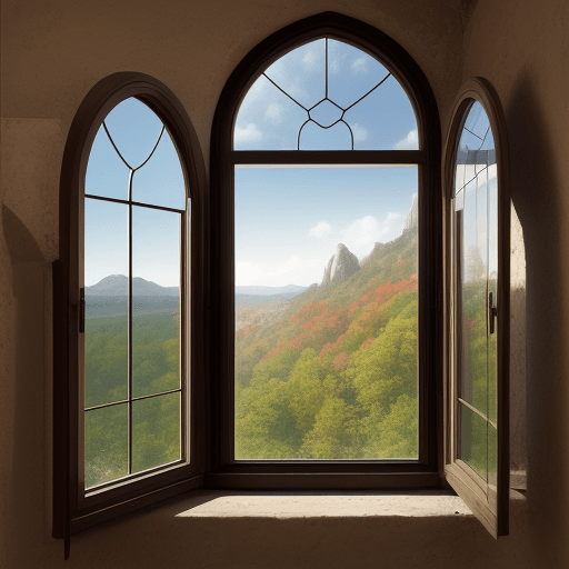 AI generated: pivoted window with a scenic beauty
