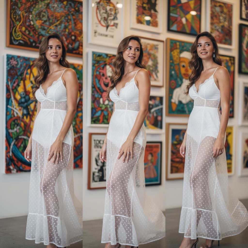 AI generated: Ultra-realistic 8K HD photography with skin detail. The image shows a young woman standing in front ...