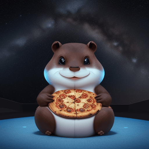 AI generated: a gopher eating pizza, they're sitting at a conference watching slides depicting golang code, sophis...