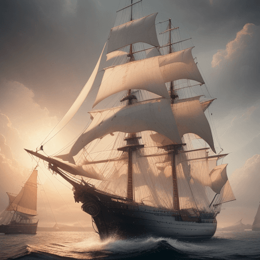 AI generated: Photo of a ultra realistic sailing ship, dramatic light, pale sunrise, cinematic lighting, battered,...