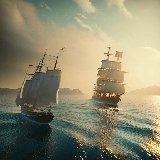 AI generated: Photo of a ultra realistic sailing ship, dramatic light, pale sunrise, cinematic lighting, battered,...