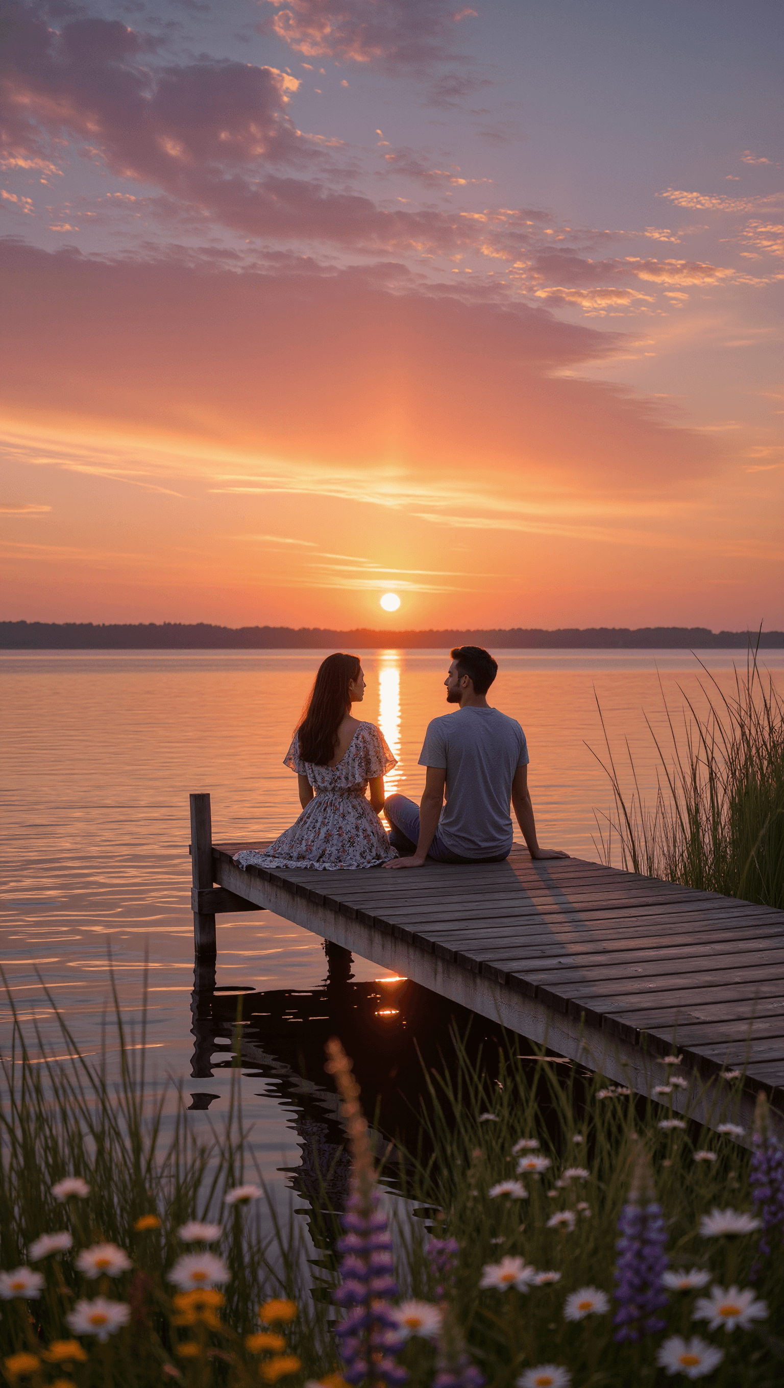 AI generated: Photorealistic, ultra-HD still image of a young couple in their early twenties, sitting on a wooden ...