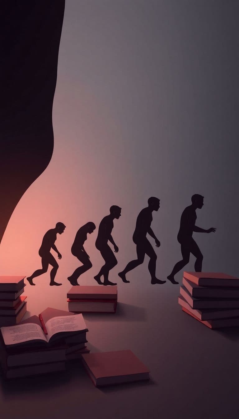 AI generated: The course of human evolution with books