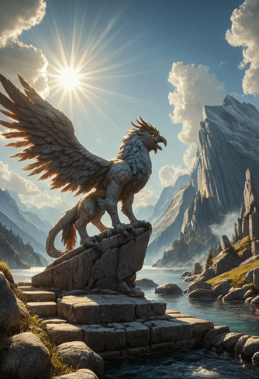 AI generated: <lora:add-detail-xl:1>,realistic,highres,<lora:Fantasy_Monsters_XL:1>,A magnificent griffin standing...