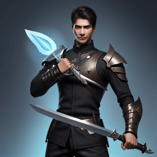 AI generated: A cool cat that look like human in gamification style need to have weapon like sword, wand, or shiel...