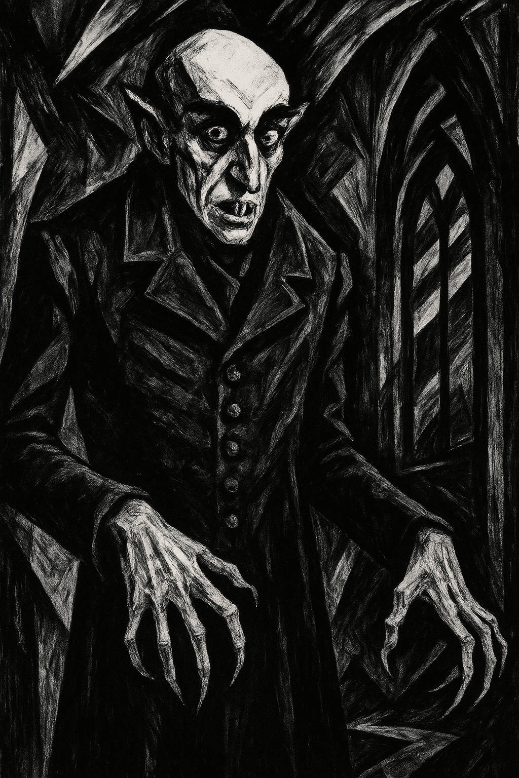 AI generated: Create an illustration of Nosferatu, the iconic character from the film 'Nosferatu' directed by Wilh...