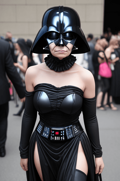 AI generated: woman dressed as darth vader, STRAPLESS