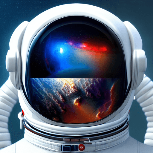 AI generated: mdjrny-4 style, reflection from astronaut visor of cosmos, spectacular, breathtaking, gorgeous, beau...