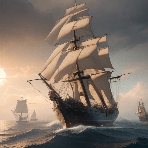 AI generated: Photo of a ultra realistic sailing ship, dramatic light, pale sunrise, cinematic lighting, battered,...