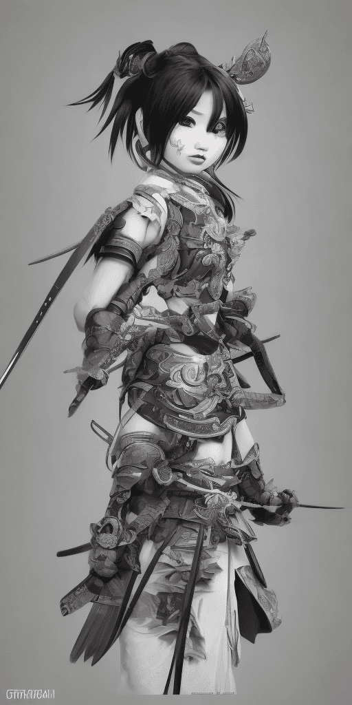 AI generated: samurai cute girl, Expressive Style, full body portrait ribcagel,  ultra-detailed, beautiful detaile...