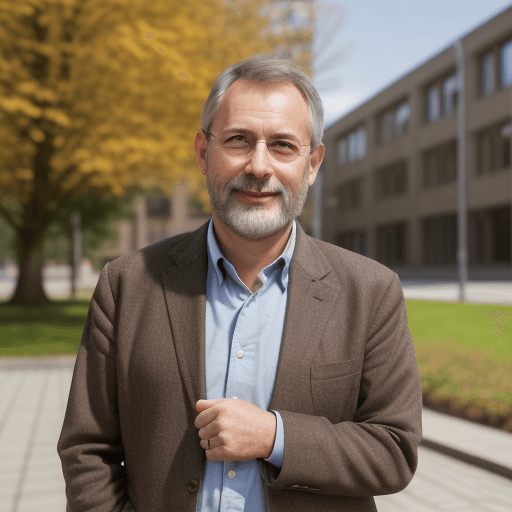 AI generated: Portrait of Professor Ingo Engineer, 50 - 60 years old, short brown hair which starts to turn gray, ...
