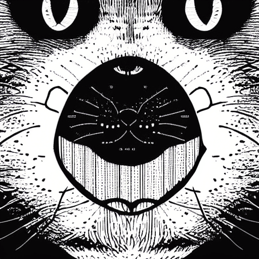 AI generated: cute cat, wink, data visualisation artwork, schematics, typography,  detaild eyes on portrait face, ...