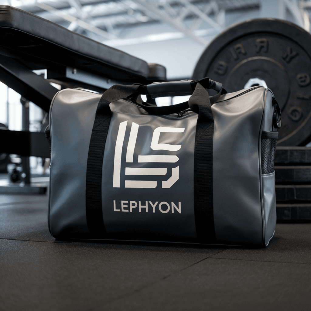 AI generated: a modern simply ease logo name LEPHYON use for gym bag products
