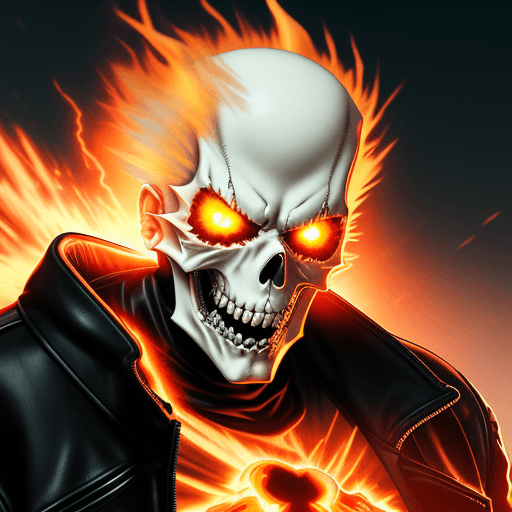 AI generated: anime like ghost rider, cover art, Funny, Vibrant, Energy, dramatic light, pale sunrise, cinematic l...